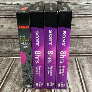 Lot of 4 Sony T-160 Premium 8 Hrs RCA T-120 6 Hrs VHS Tapes Video NEW OPEN BOX